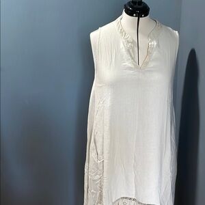 Cristina Vergani Chic Sleeveless Flounce Maxi Dress in Natural Size Large NWT